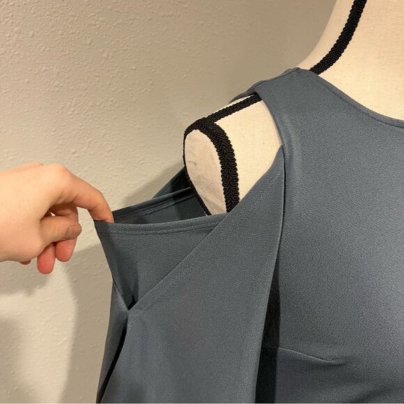 Davy grey cold Shoulder mid length sleeve midi dress - Picture 3 of 14